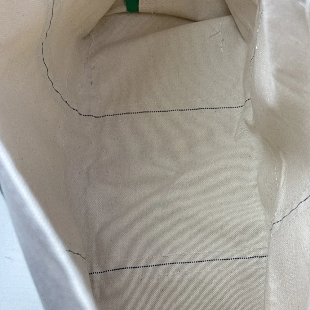 Vintage‎ 80s LL Bean Boat And Tote Canvas Bag Green Straps Green Tag Large 17x14